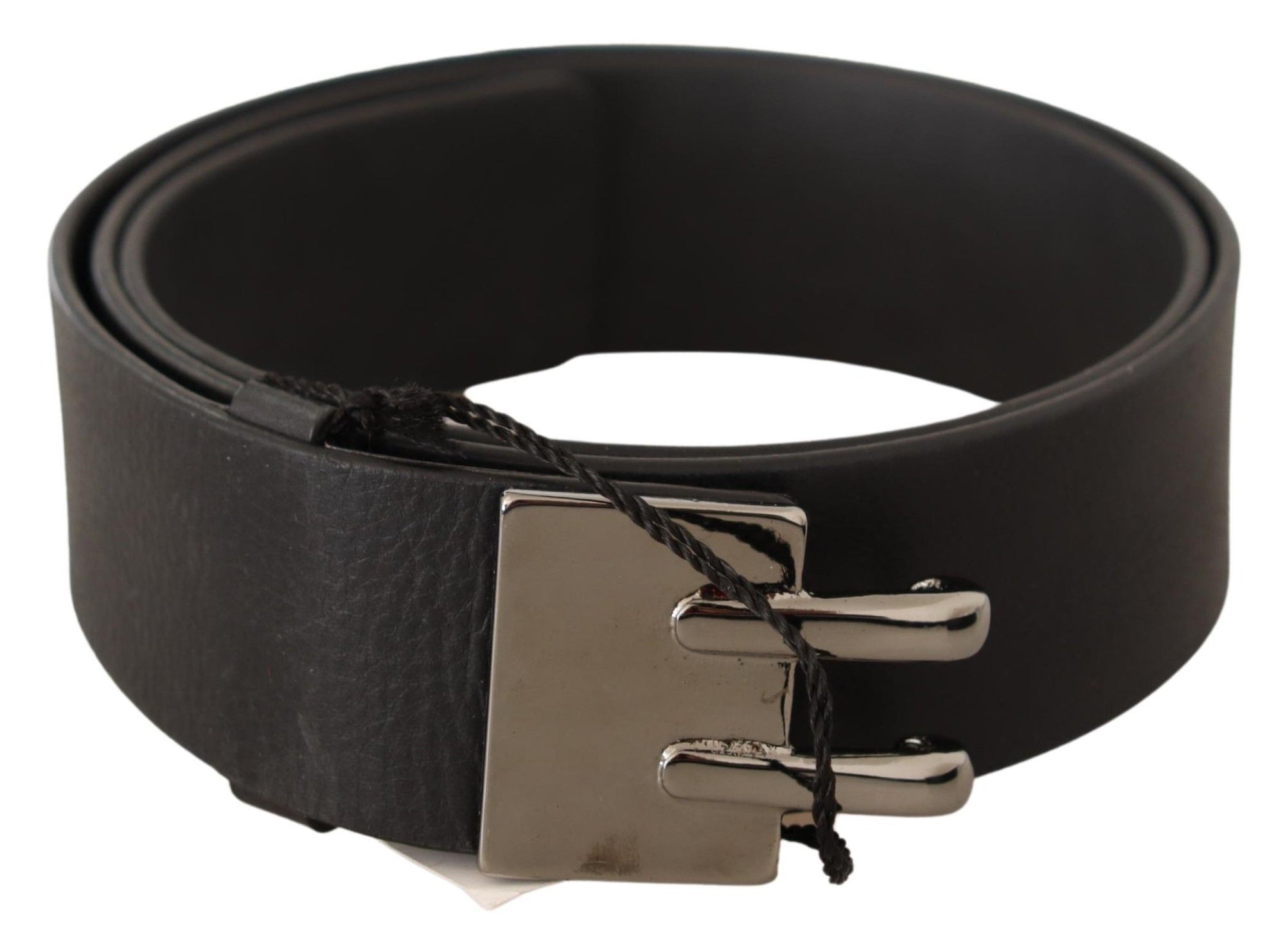Costume National Black Leather Silver Buckle Waist Belt - Maison Luxe