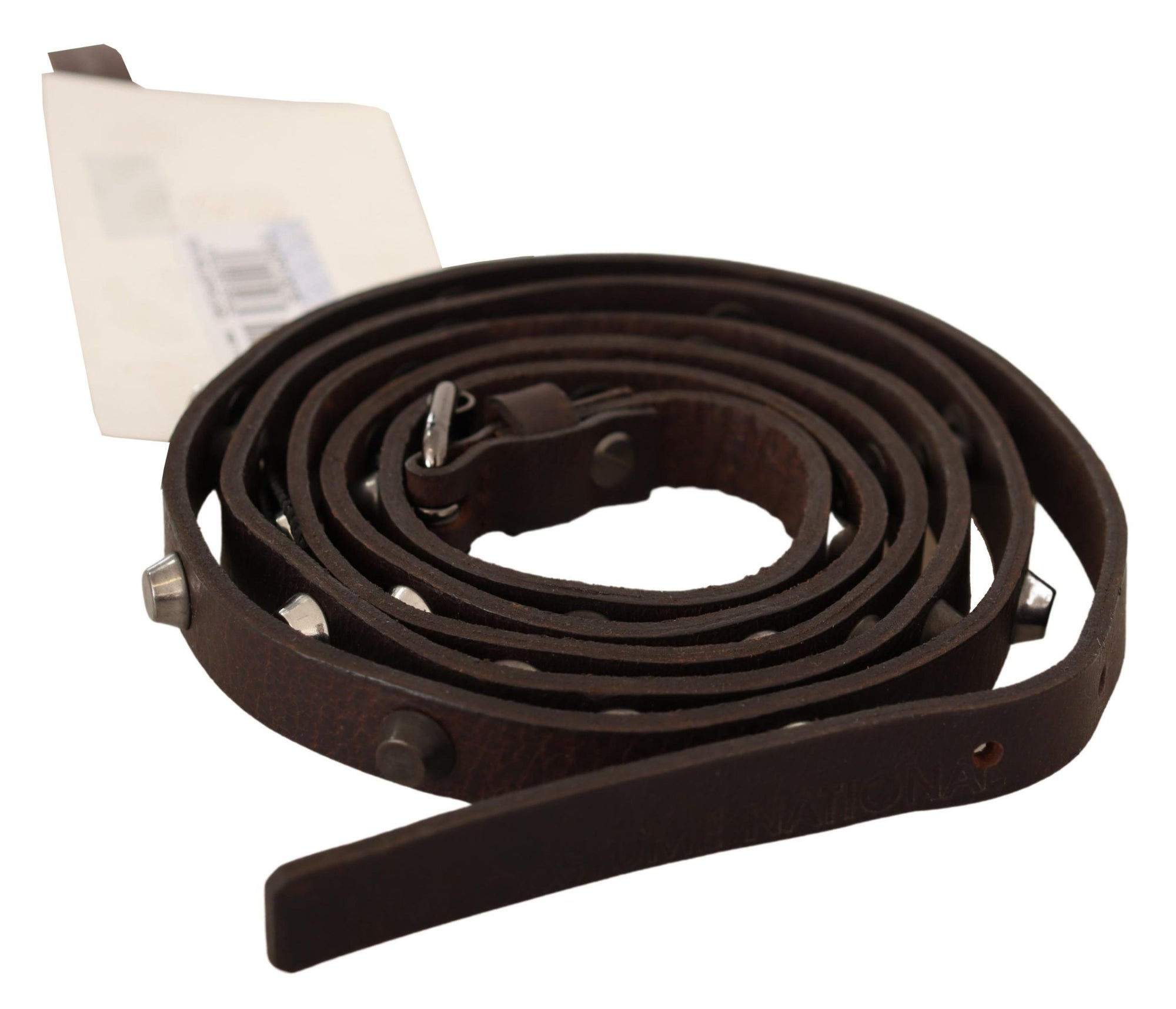 Costume National Brown Leather Silver Tone Buckle Belt - Maison Luxe