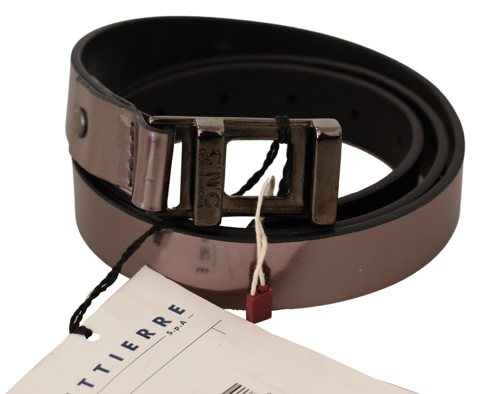 Costume National Pink Metallic Leather Buckle Belt - Maison Luxe