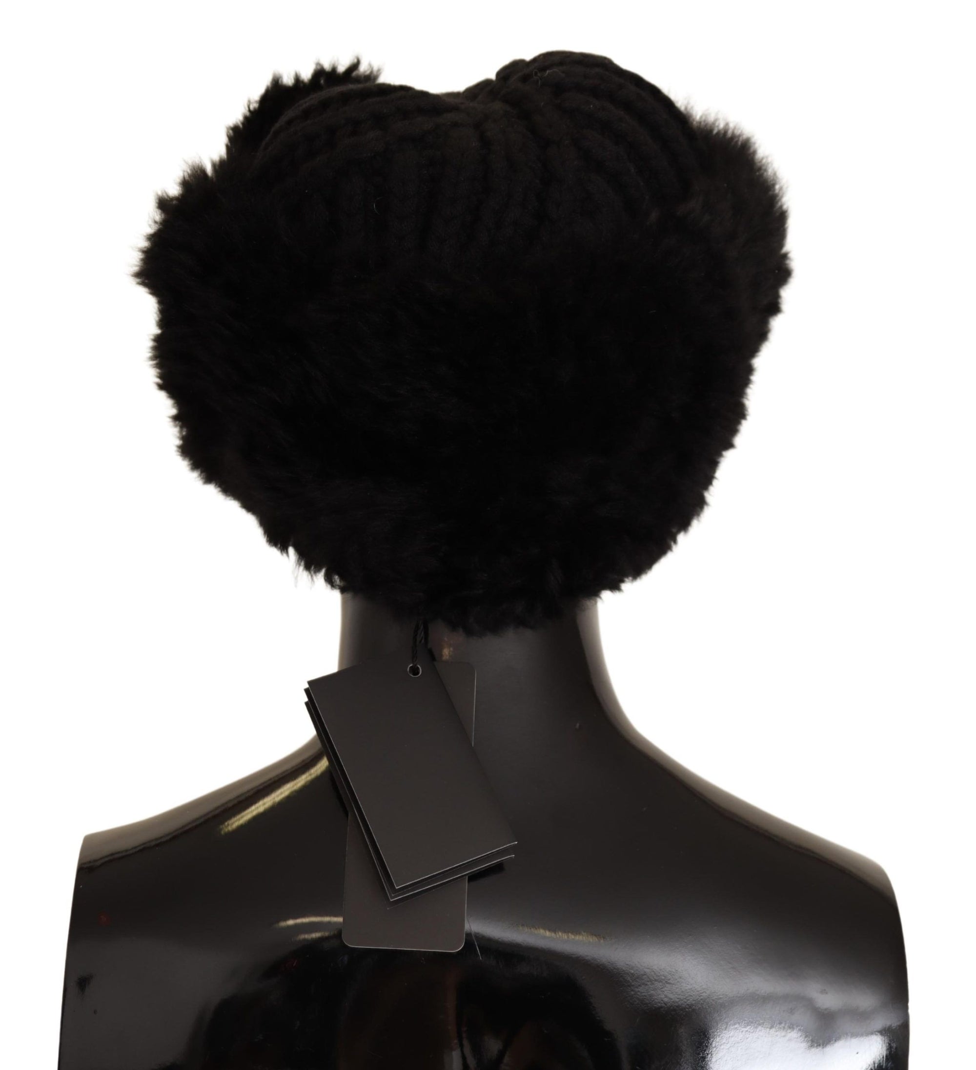 Dolce & Gabbana Black Cashmere Fur Women Beanie Women Hat - Maison Luxe