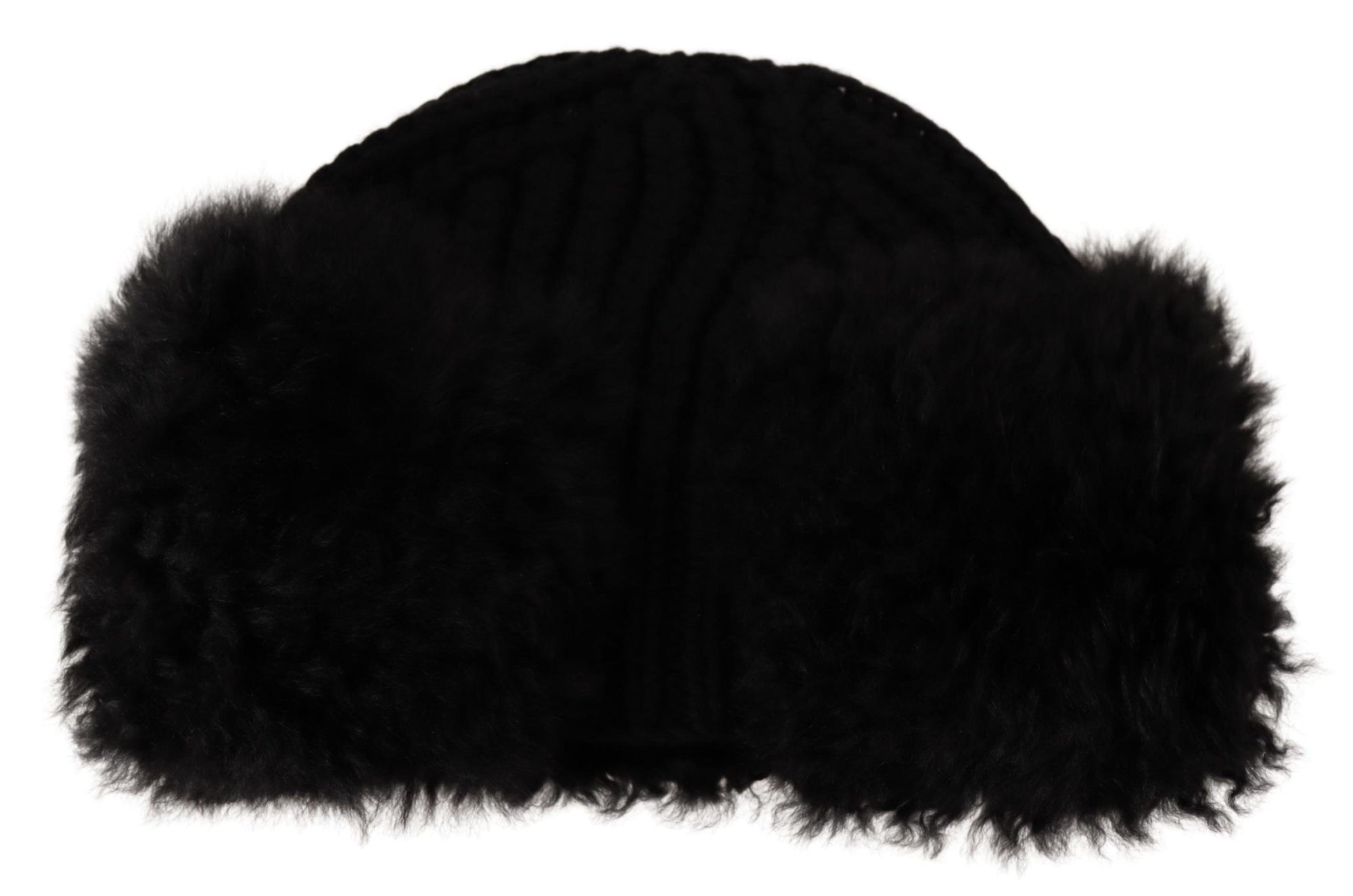 Dolce & Gabbana Black Cashmere Fur Women Beanie Women Hat - Maison Luxe