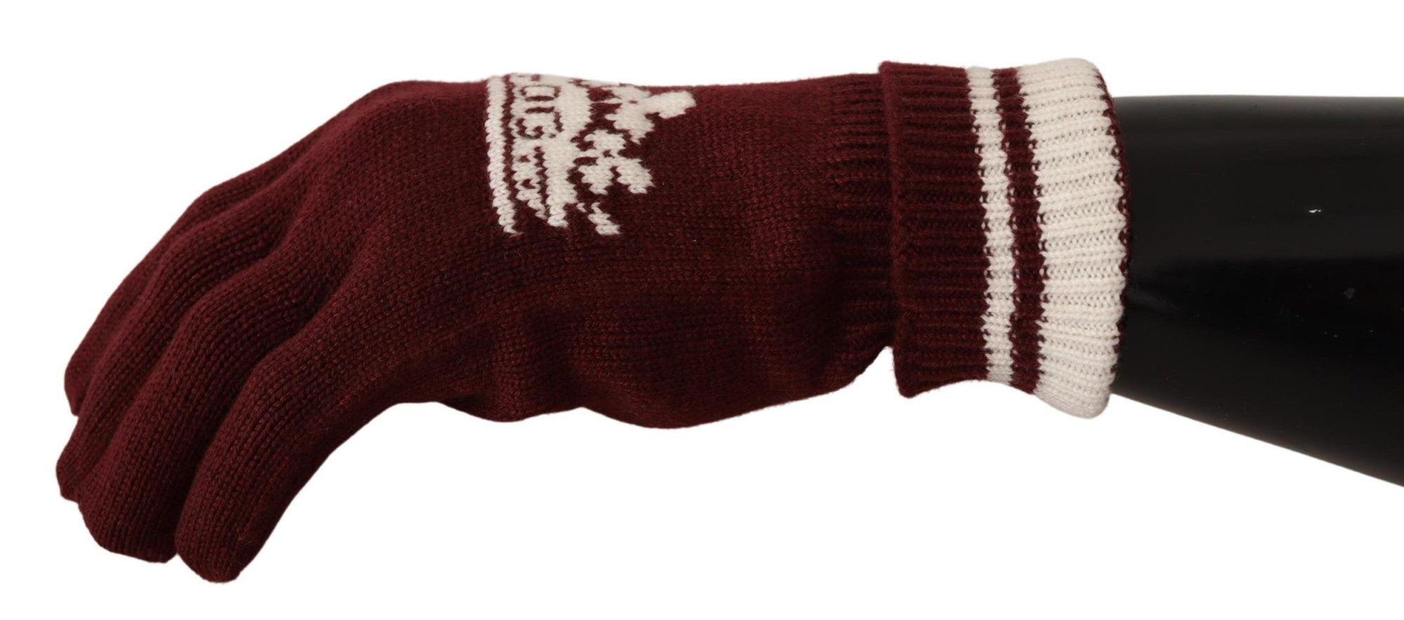 Dolce & Gabbana Red White D&G Logo Crown Cashmere Gloves - Maison Luxe
