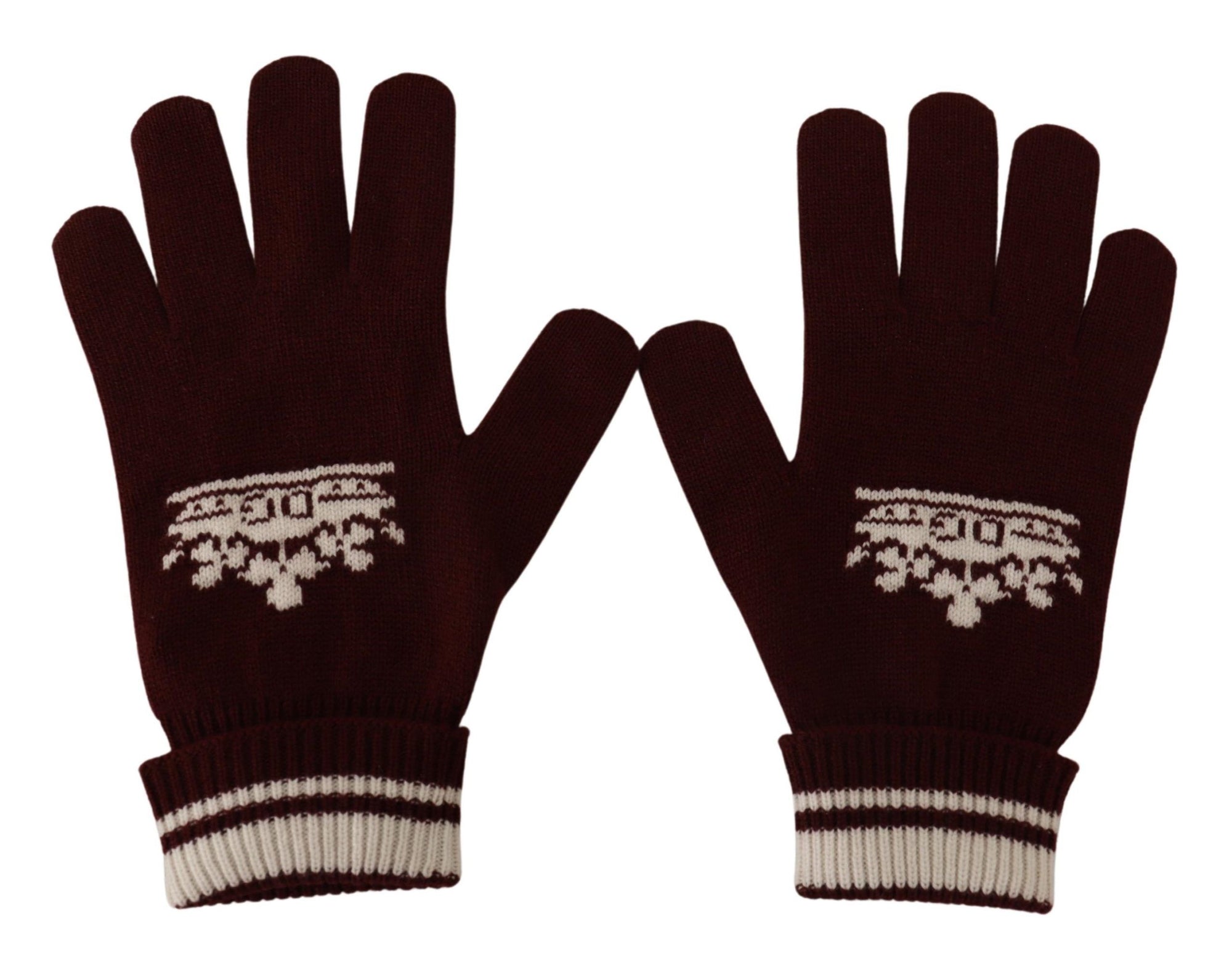 Dolce & Gabbana Red White D&G Logo Crown Cashmere Gloves - Maison Luxe