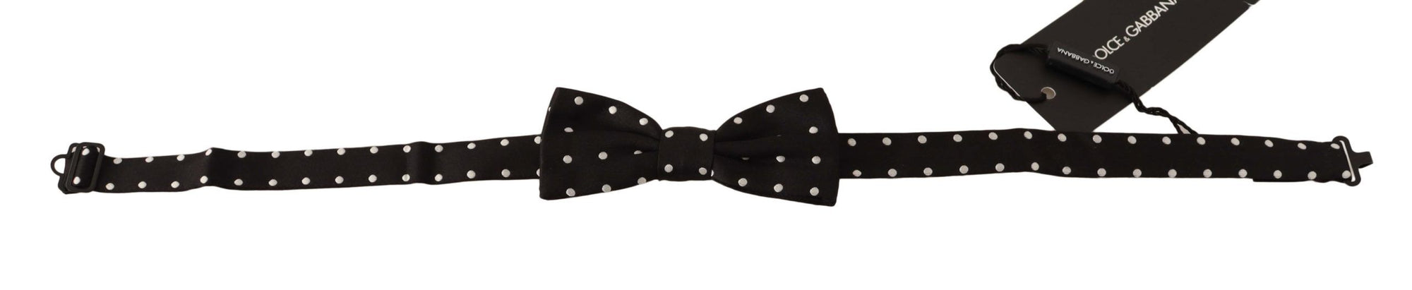 Dolce & Gabbana Black White Polka Dot Silk Adjustable Neck Papillon Bow Tie - Maison Luxe