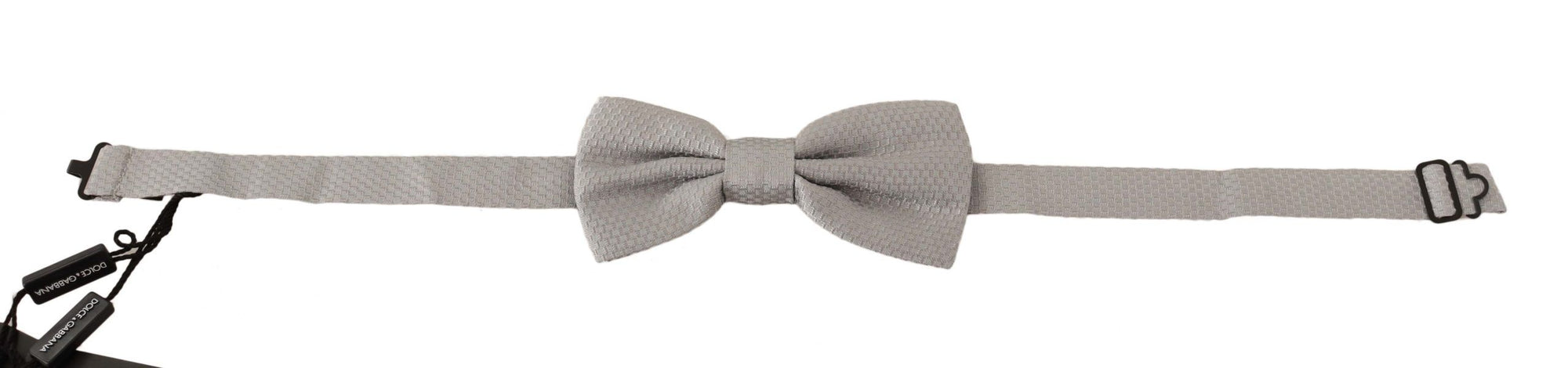 Dolce & Gabbana Silver Gray 100% Silk Adjustable Neck Papillon Bow Tie - Maison Luxe
