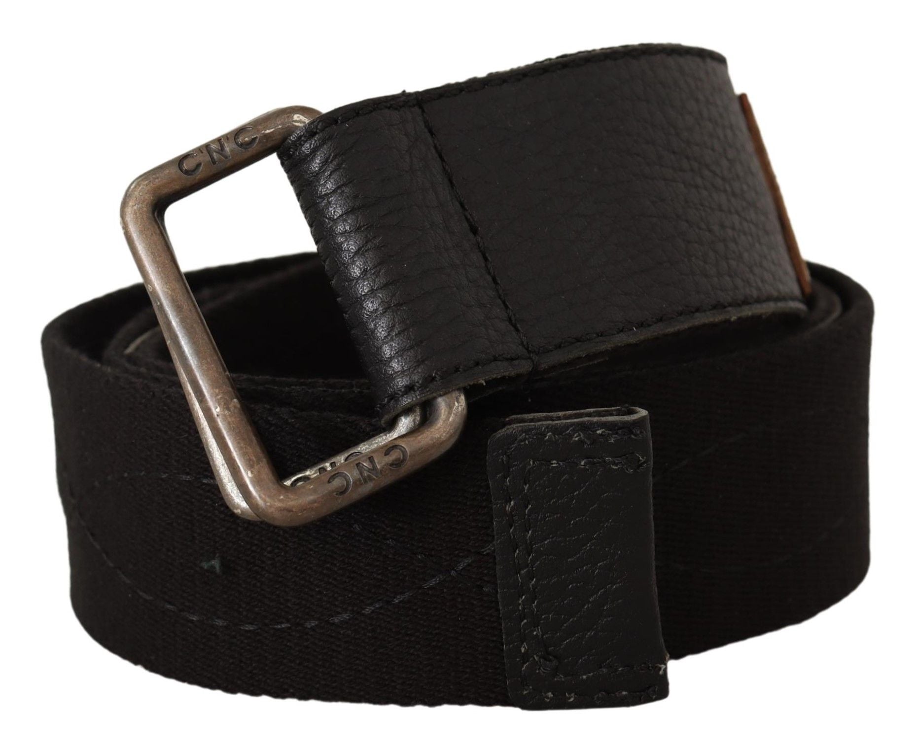 Costume National Black Cotton Ducati Metal Buckle Belt - Maison Luxe