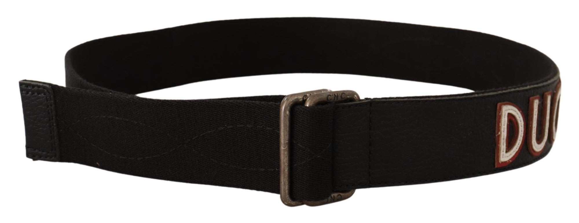 Costume National Black Cotton Ducati Metal Buckle Belt - Maison Luxe