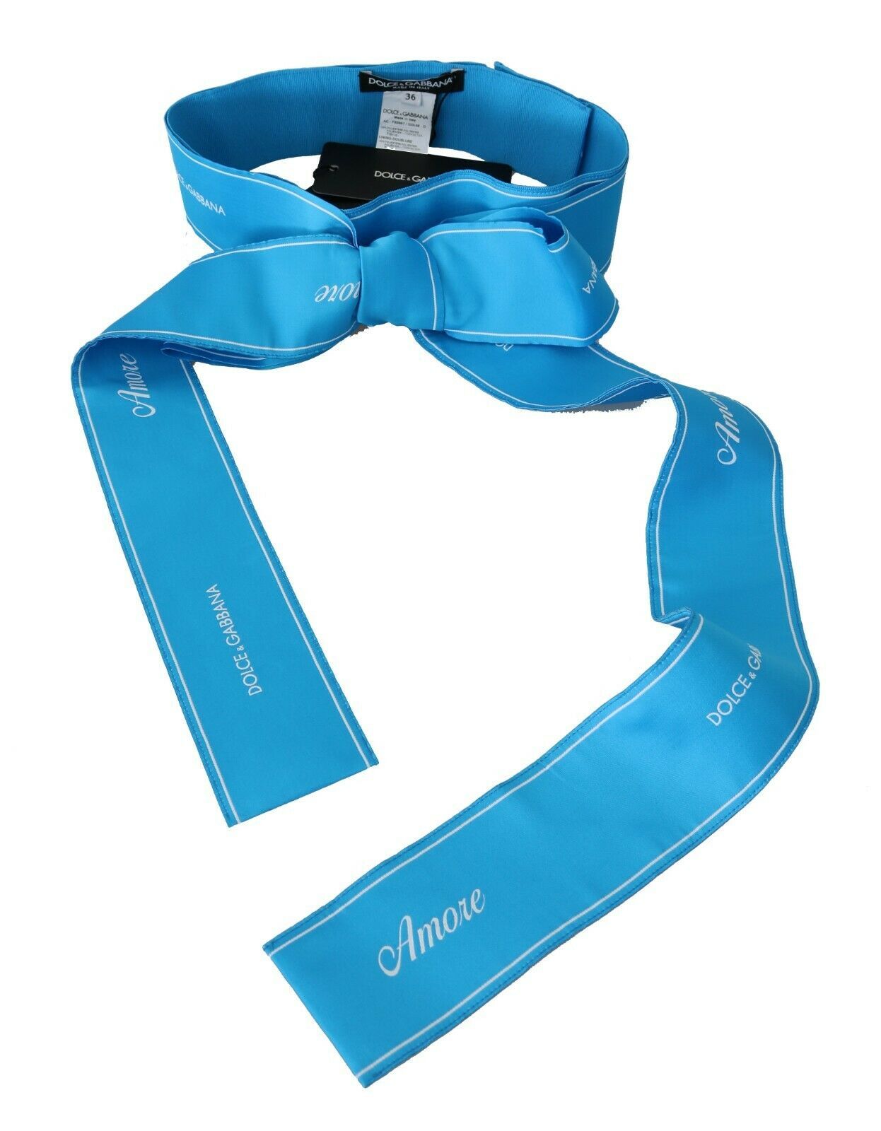 Dolce & Gabbana Blue Waist Ribbon Wide Bow Belt - Maison Luxe