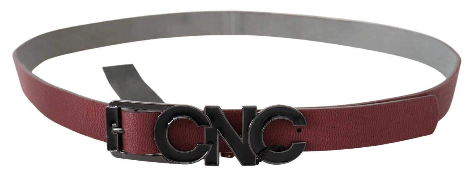 Costume National Maroon Skinny Leather Logo Fashion Belt - Maison Luxe