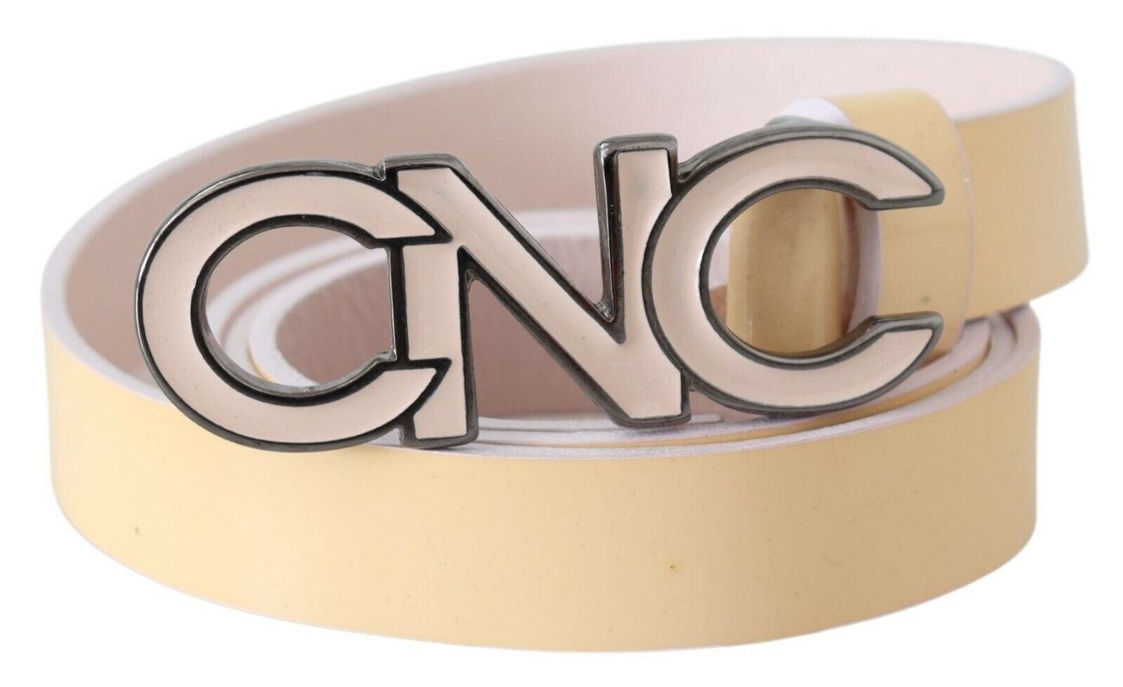 Costume National Beige Leather Pink Letter Logo Belt - Maison Luxe