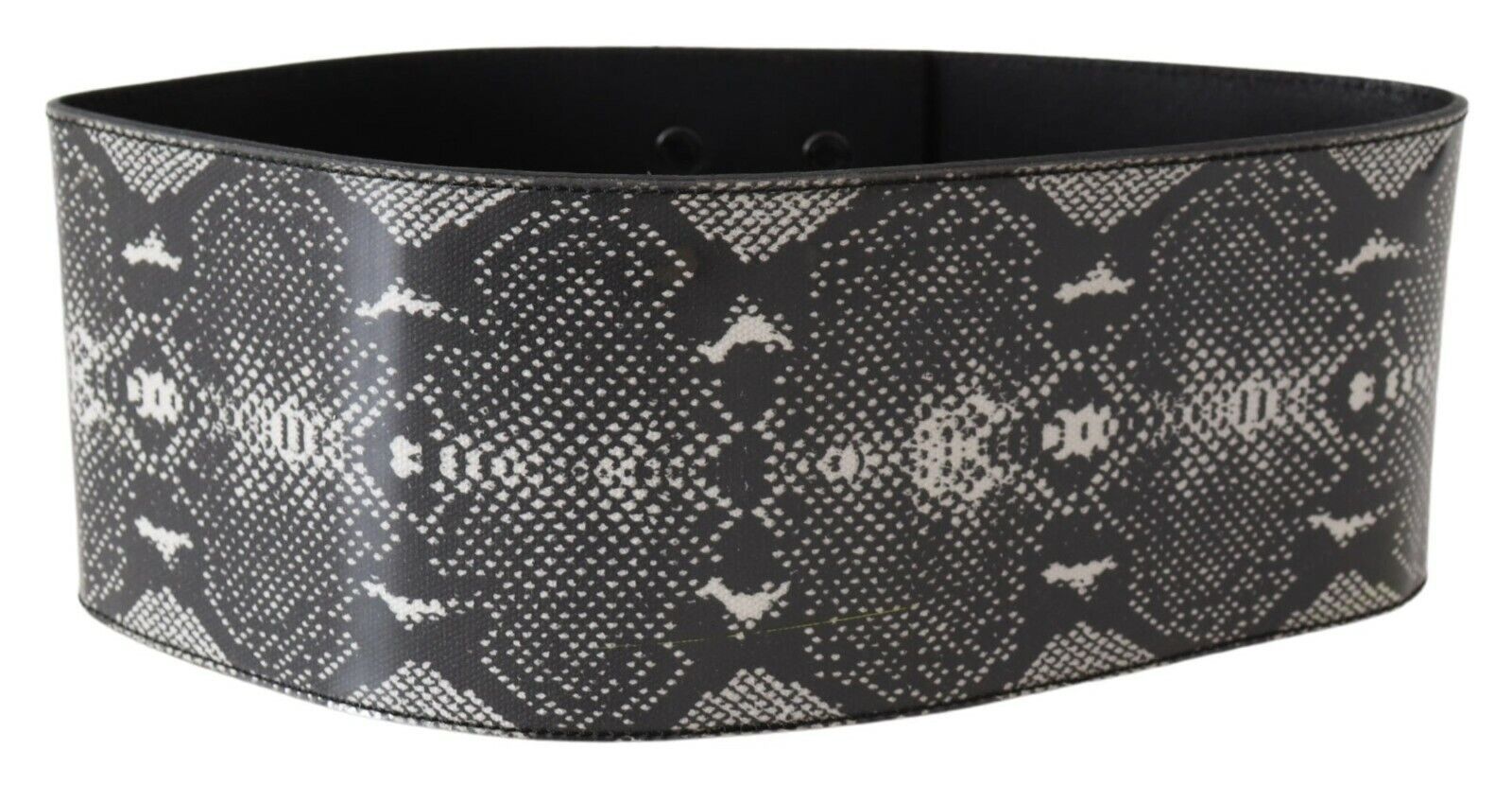 Ermanno Scervino Black Wide Leather Snakeskin Design Waist Belt - Maison Luxe