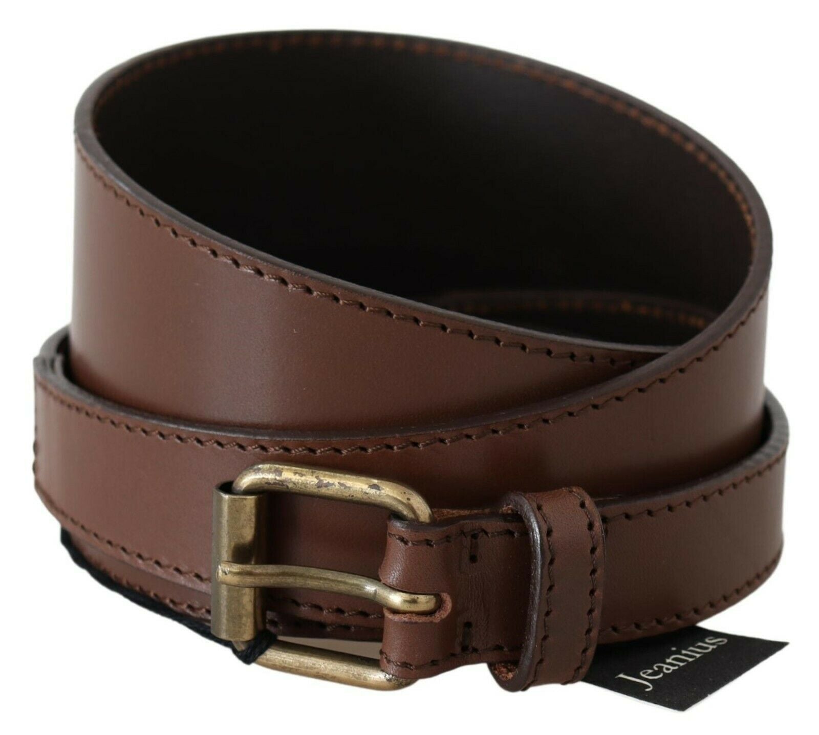 PLEIN SUD Brown Genuine Leather Rustic Metal Buckle Belt - Maison Luxe