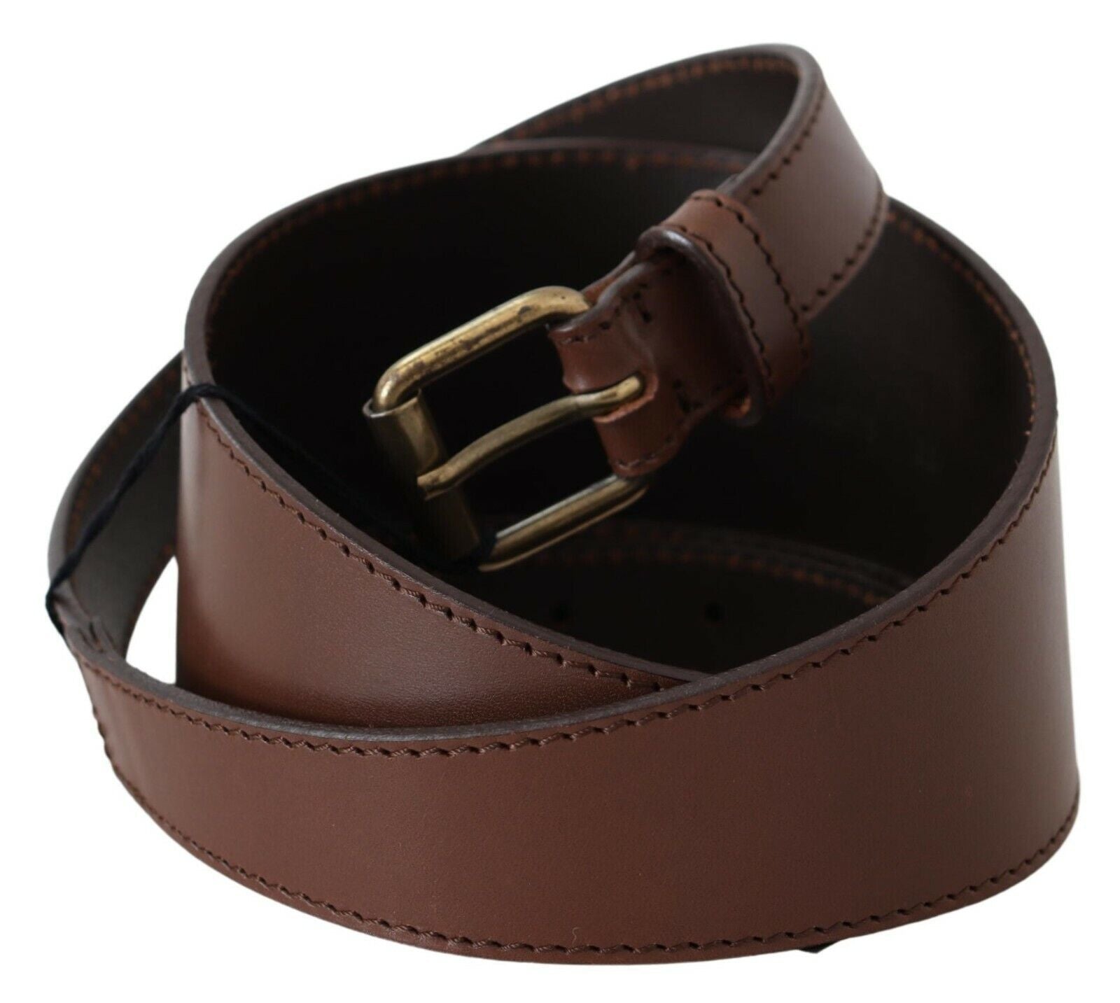 PLEIN SUD Brown Genuine Leather Rustic Metal Buckle Belt - Maison Luxe