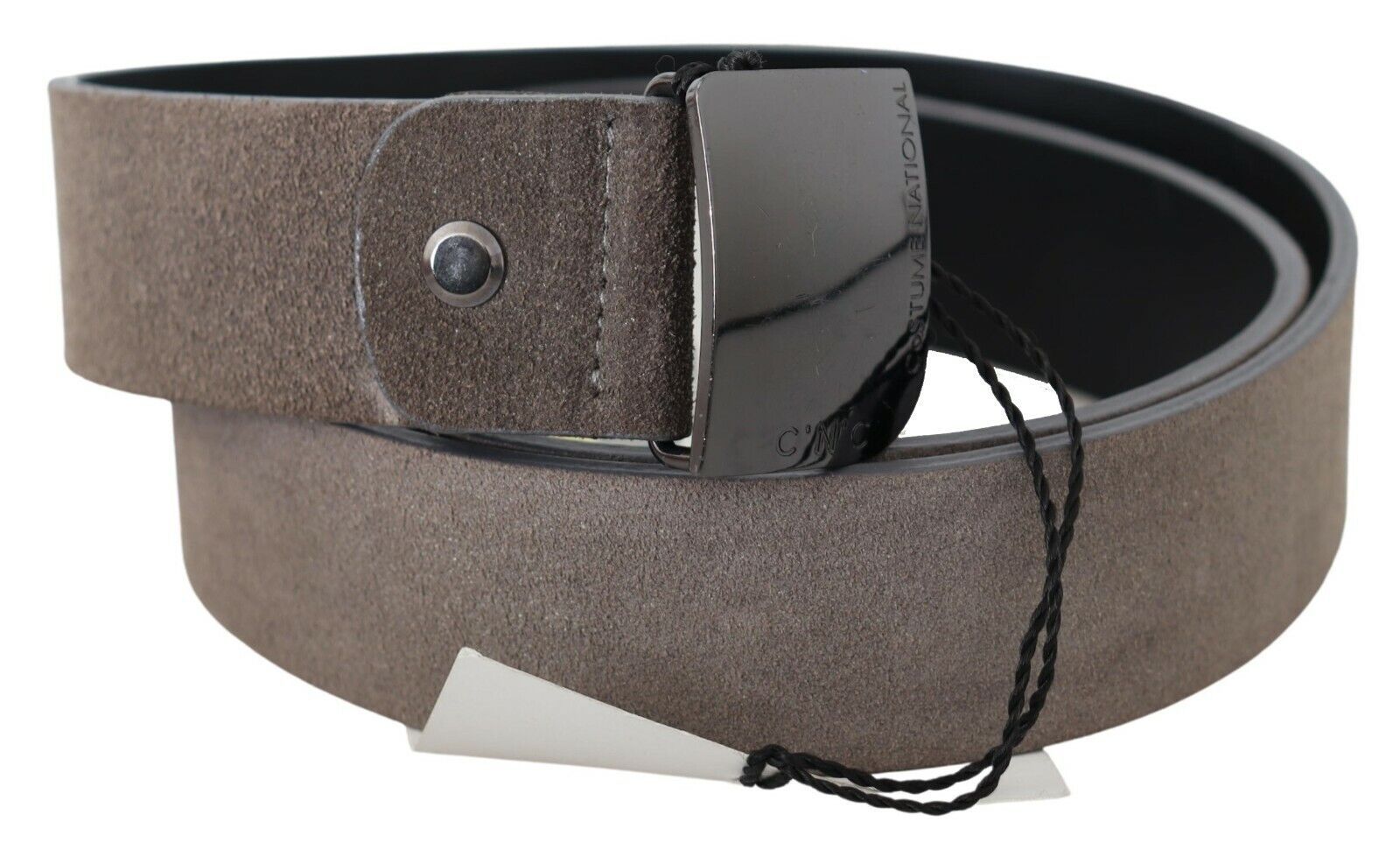 Costume National Brown Leather Square Logo Buckle Belt - Maison Luxe