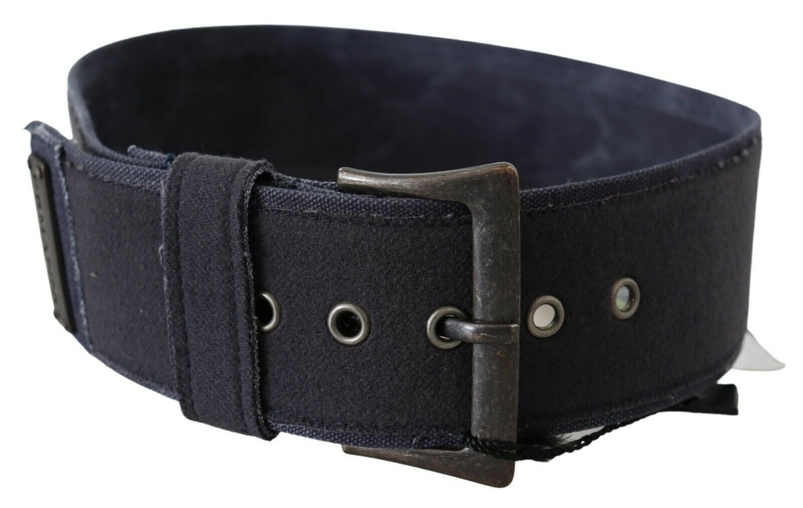 Ermanno Scervino Black Navy Blue Wide Square Rustic Buckle Belt - Maison Luxe