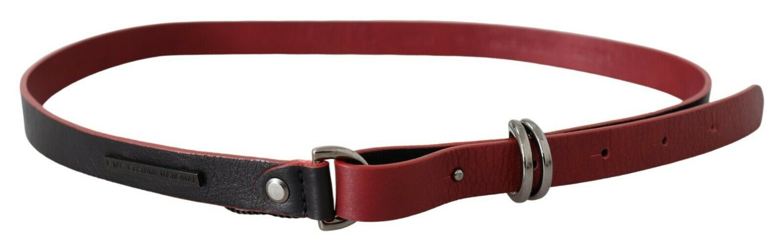 Costume National Black Red Skinny Leather Logo Belt - Maison Luxe