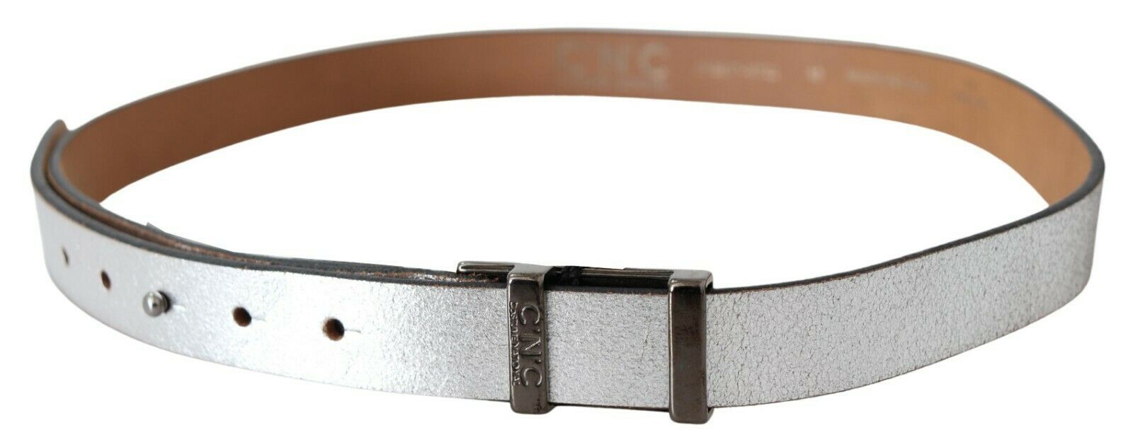 Costume National Brown Metallic Silver Leather Belt - Maison Luxe