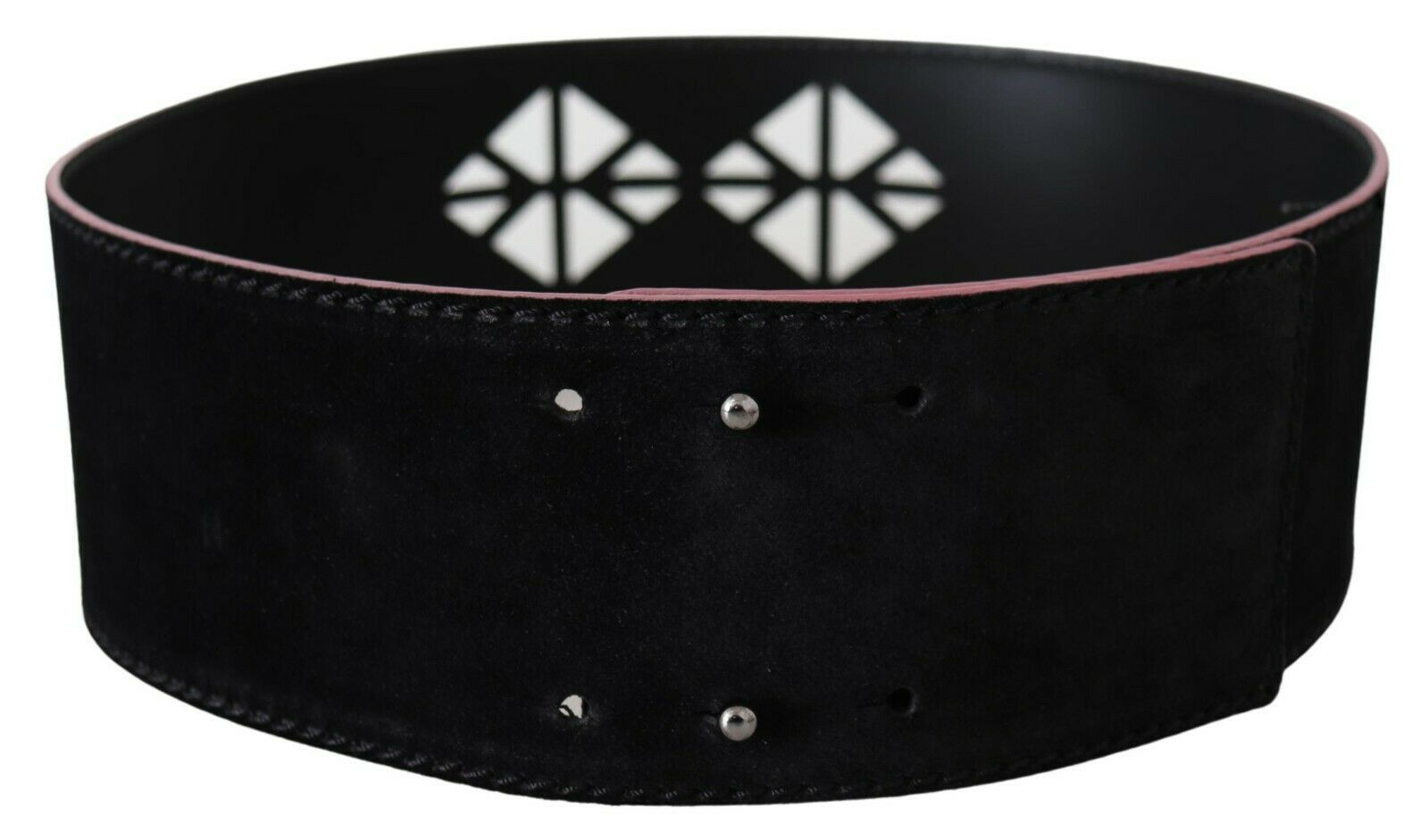 Costume National Black Leather Wide Waist Studded Women Belt - Maison Luxe