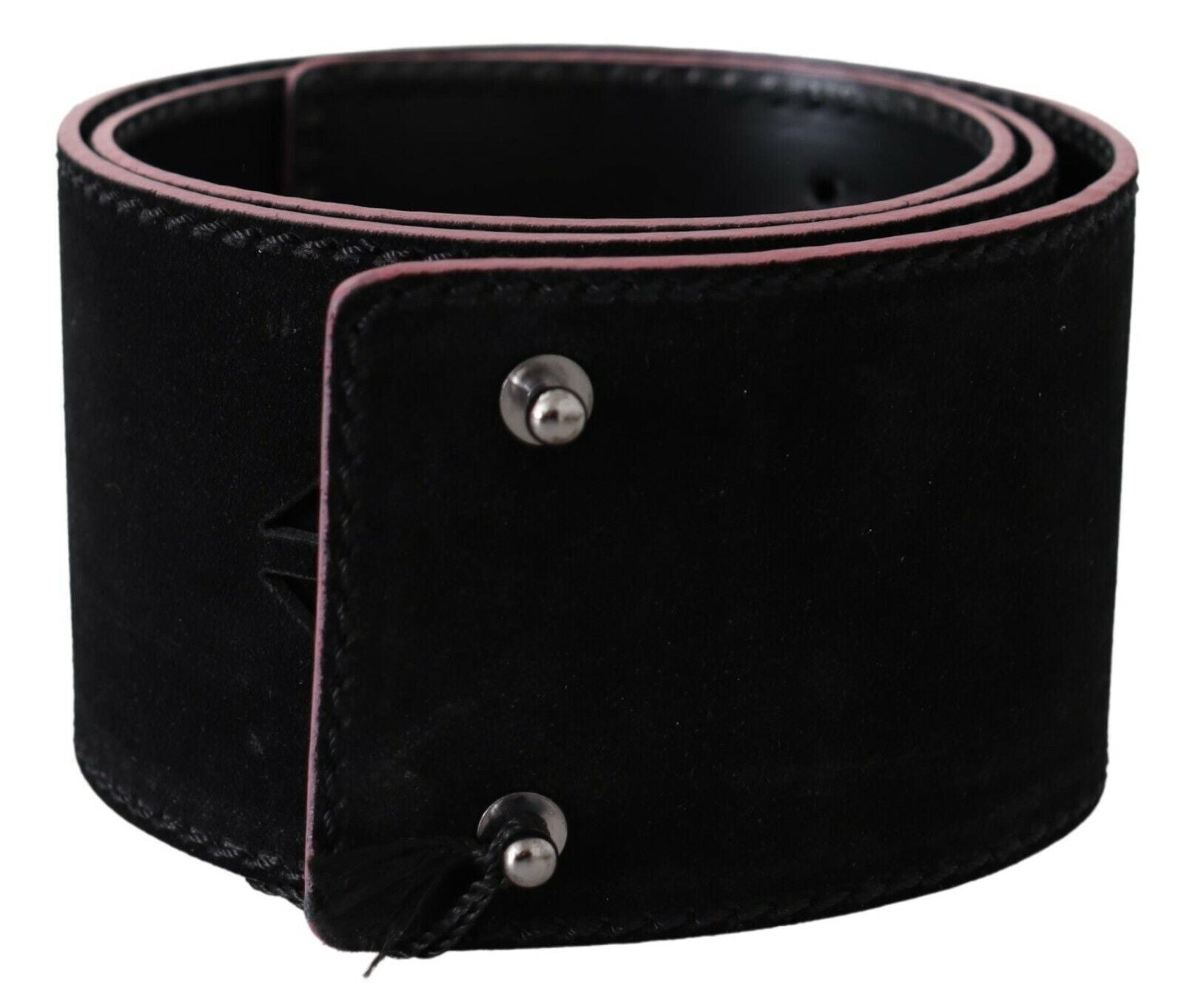 Costume National Black Leather Wide Waist Studded Women Belt - Maison Luxe