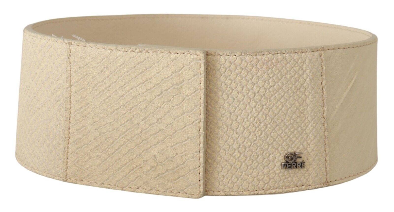 GF Ferre White Waxed Cotton Wide Fashion Belt - Maison Luxe