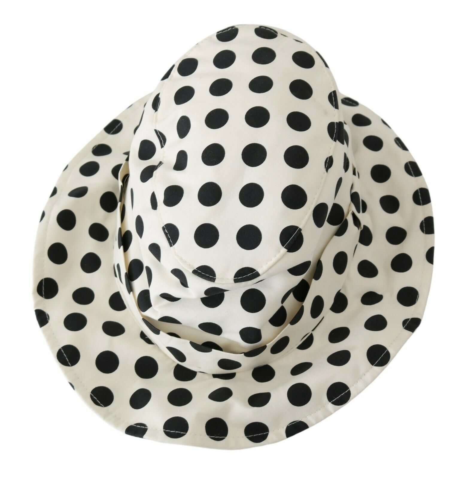 Dolce & Gabbana White 100% Cotton Polka Dot Design Trilby Hat - Maison Luxe
