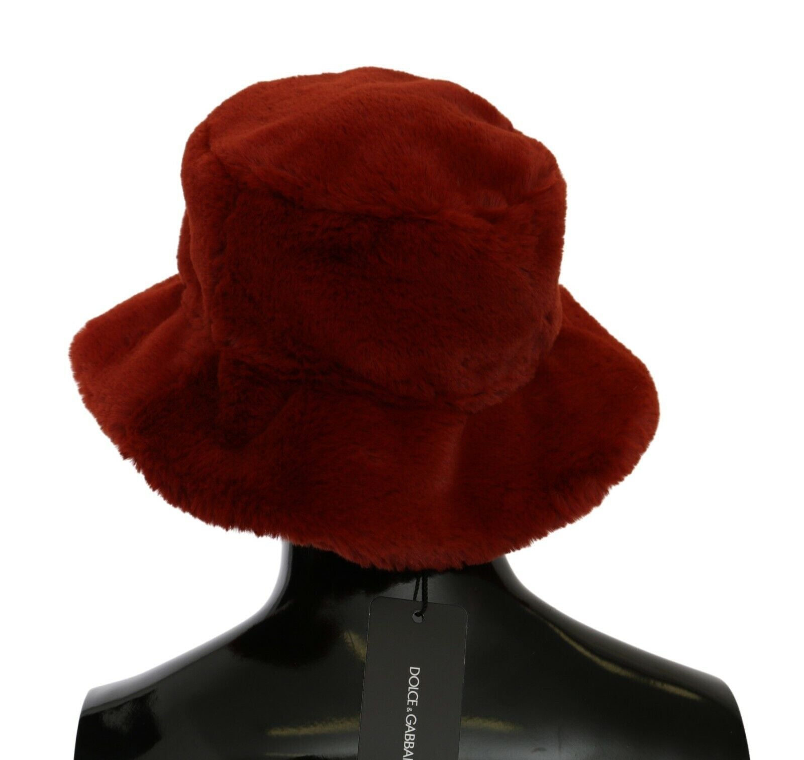 Dolce & Gabbana Red Bordeaux Fur Wide Brim Bucket  Hat - Maison Luxe
