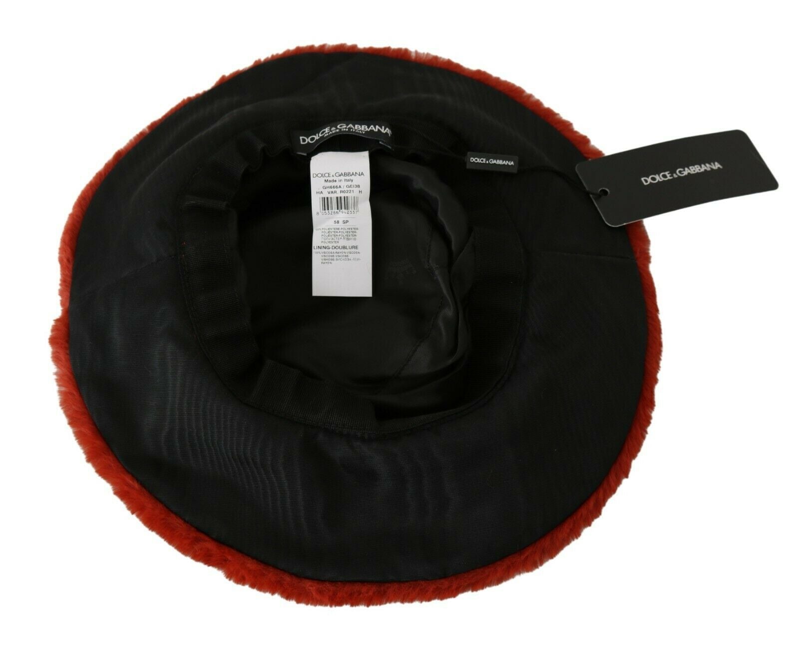 Dolce & Gabbana Red Bordeaux Fur Wide Brim Bucket  Hat - Maison Luxe