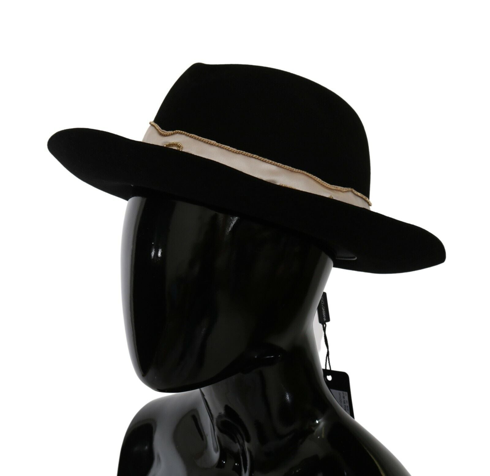 Dolce & Gabbana Black Lapin Amor Gignit Wide Brim Panama Hat - Maison Luxe