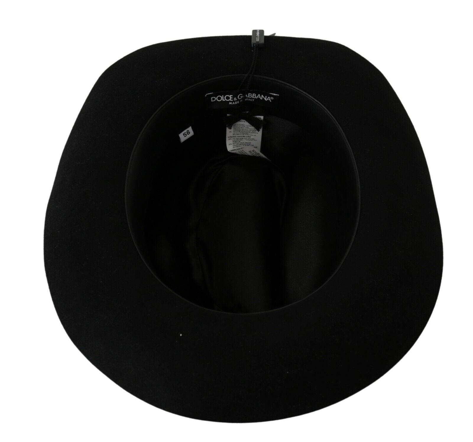 Dolce & Gabbana Black Lapin Amor Gignit Wide Brim Panama Hat - Maison Luxe