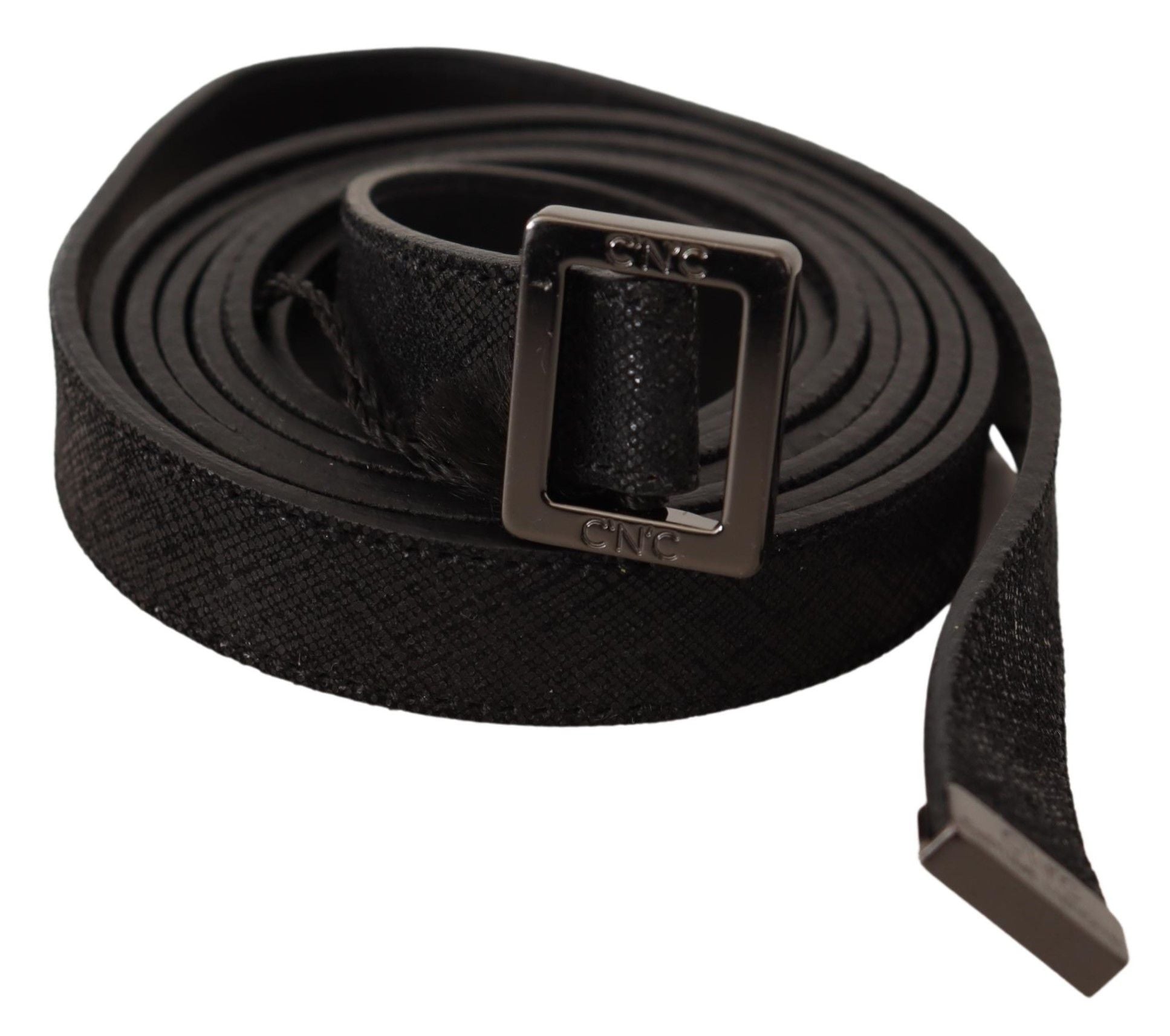 Costume National Black Leather Metal Buckle Waist Belt - Maison Luxe