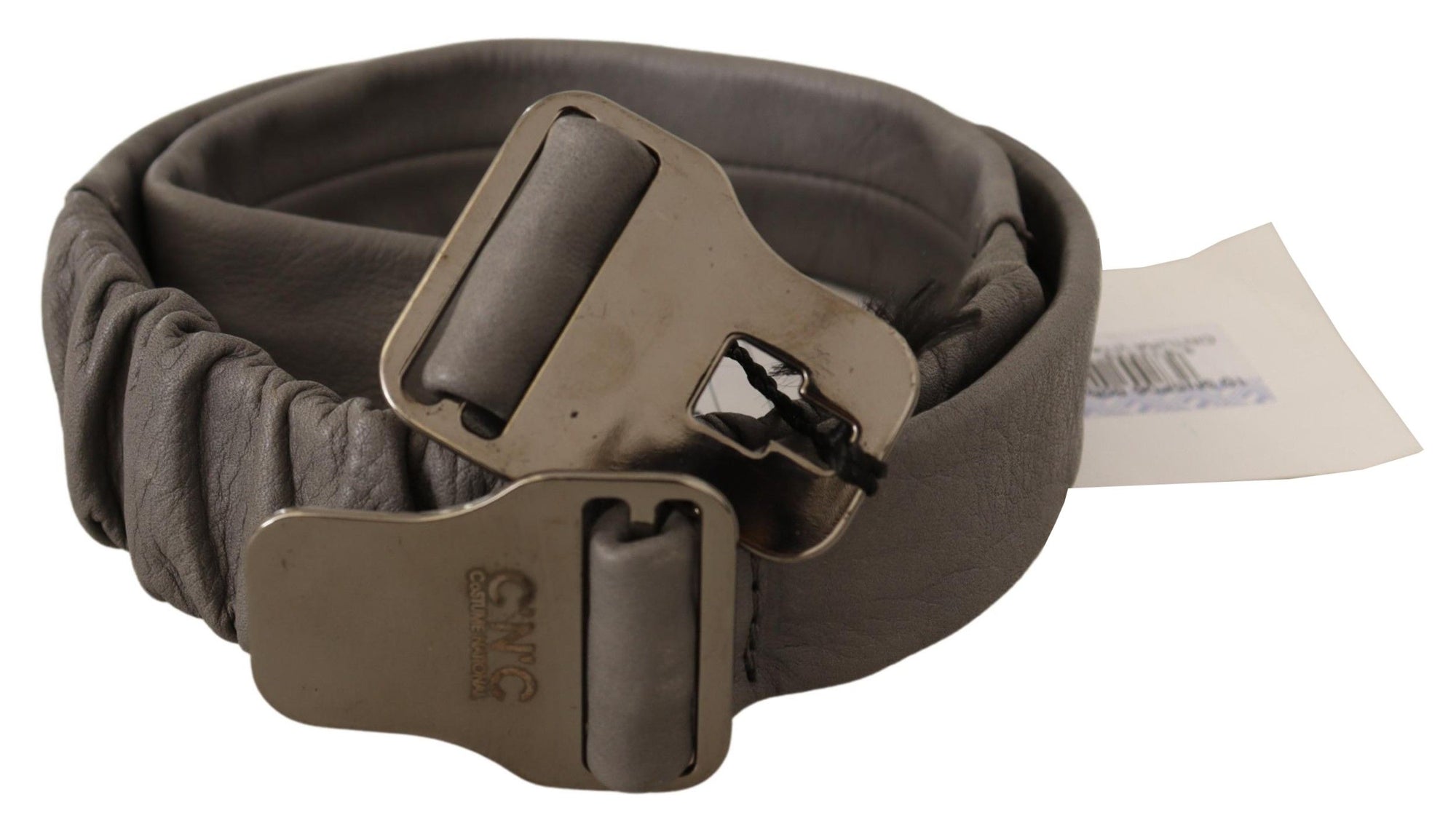 Costume National Gray Leather Silver Buckle Waist Belt - Maison Luxe