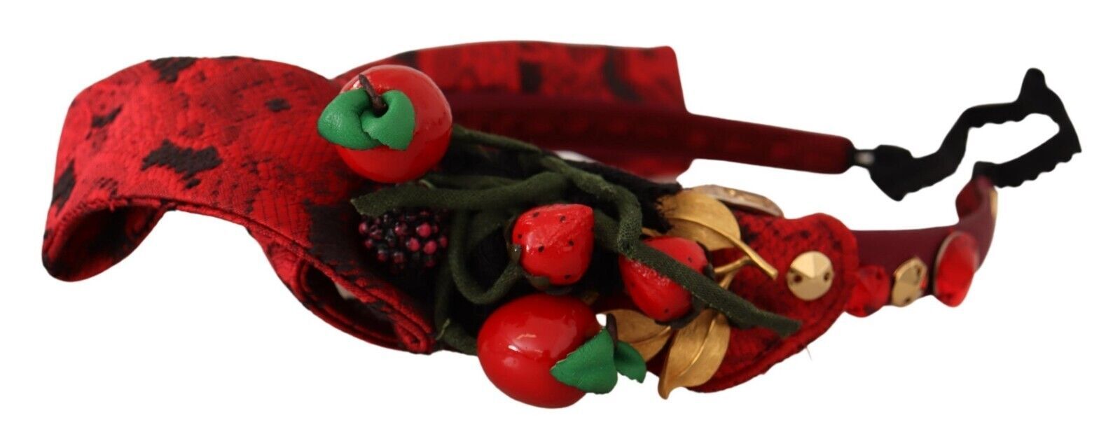 Dolce & Gabbana Red Tiara Berry Fruit Crystal Bow Hair Diadem Headband - Maison Luxe