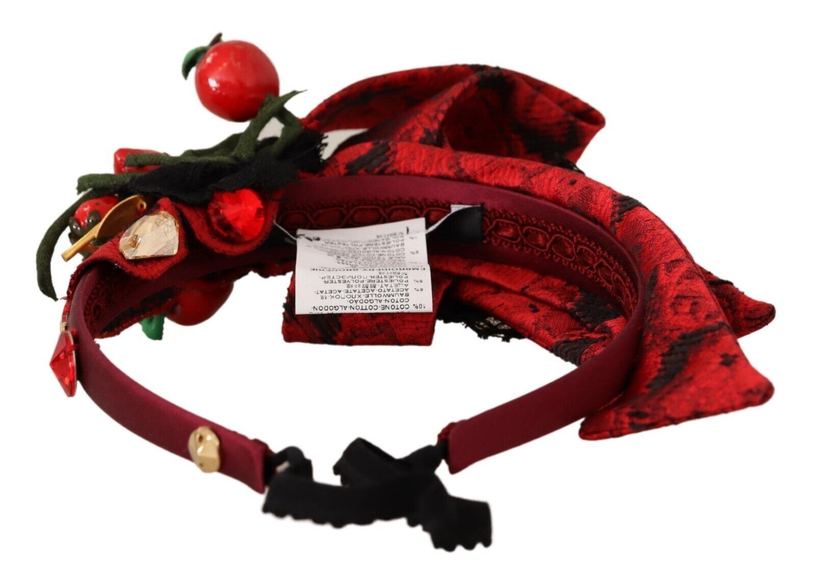 Dolce & Gabbana Red Tiara Berry Fruit Crystal Bow Hair Diadem Headband - Maison Luxe