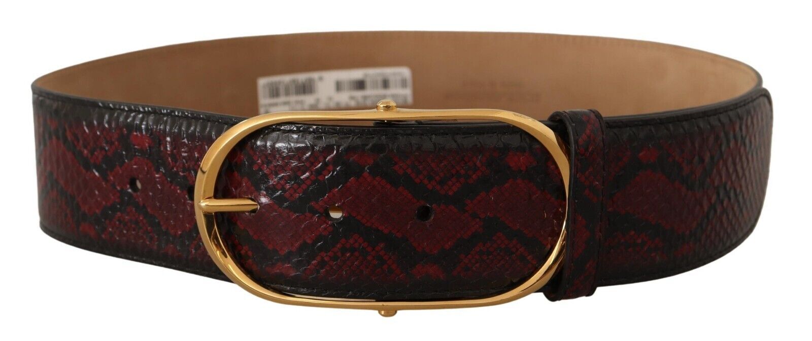 Dolce & Gabbana Red Exotic Leather Gold Oval Buckle Belt - Maison Luxe