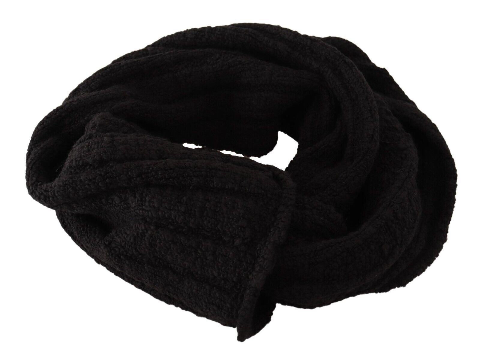 Dolce & Gabbana Black Virgin Wool Knitted Unisex Warmer Shawl Scarf - Maison Luxe