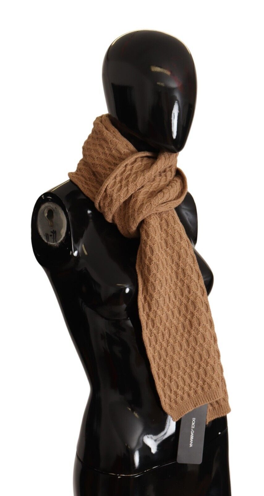 Dolce & Gabbana Dark Brown Wrap Shawl Knitted Camel Scarf - Maison Luxe
