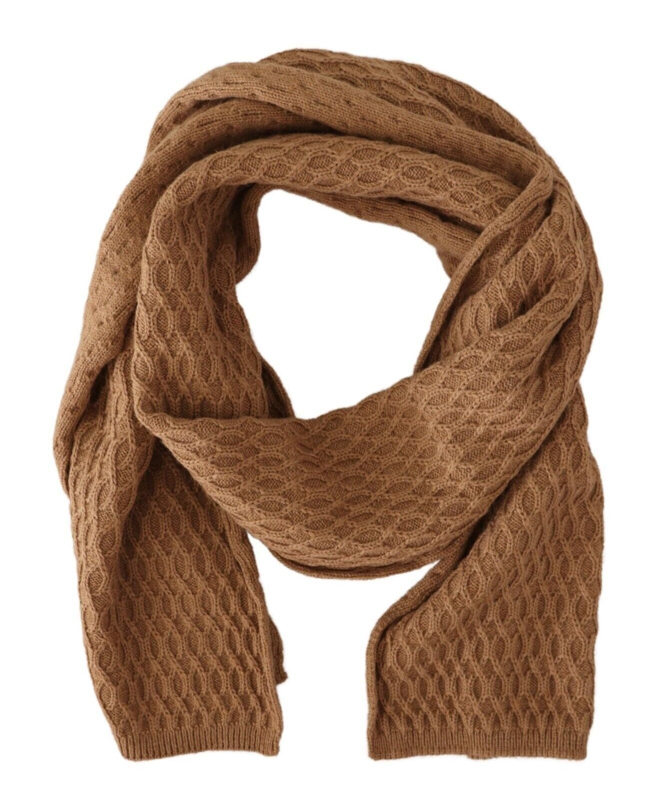 Dolce & Gabbana Dark Brown Wrap Shawl Knitted Camel Scarf - Maison Luxe