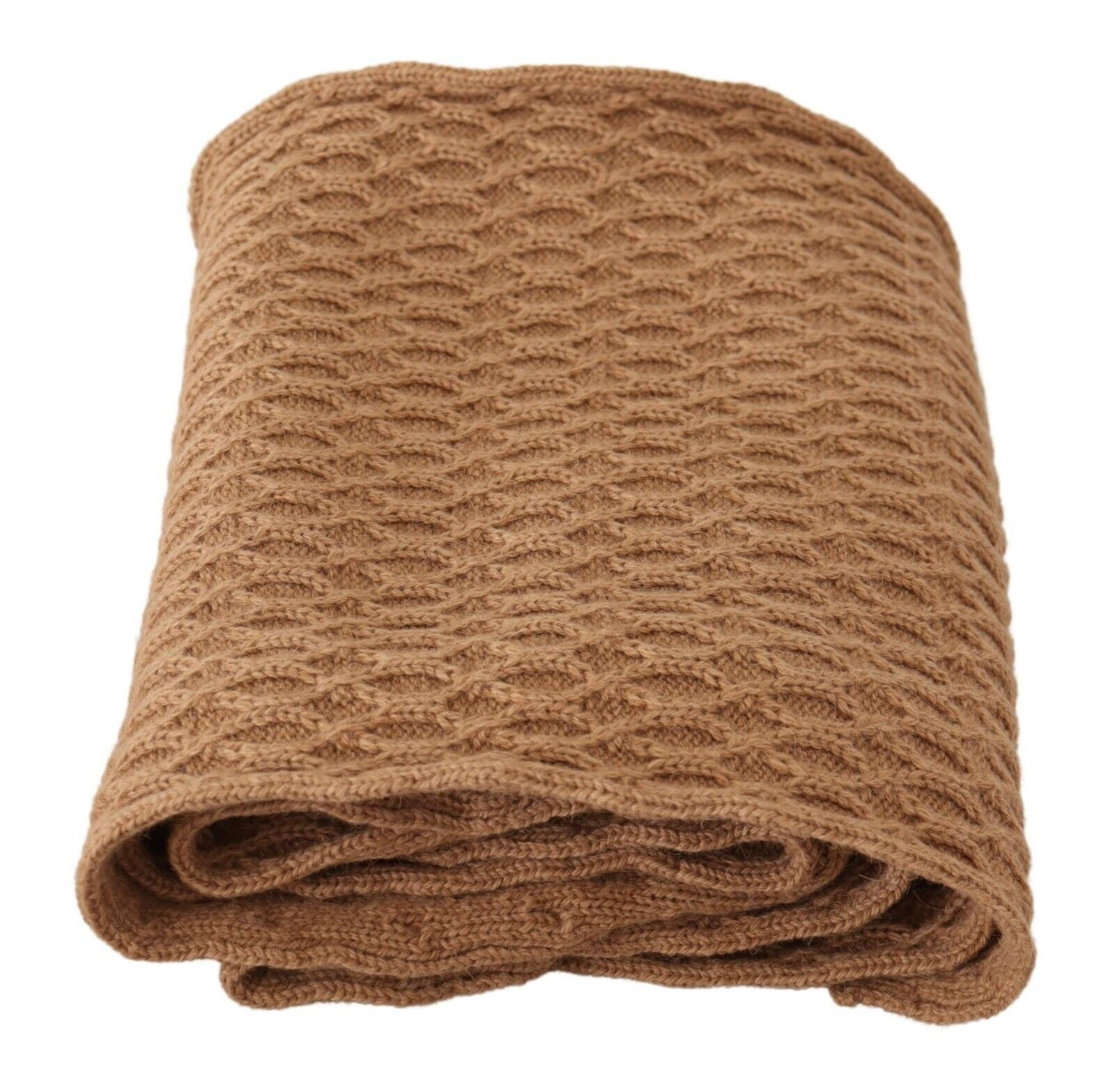 Dolce & Gabbana Dark Brown Wrap Shawl Knitted Camel Scarf - Maison Luxe