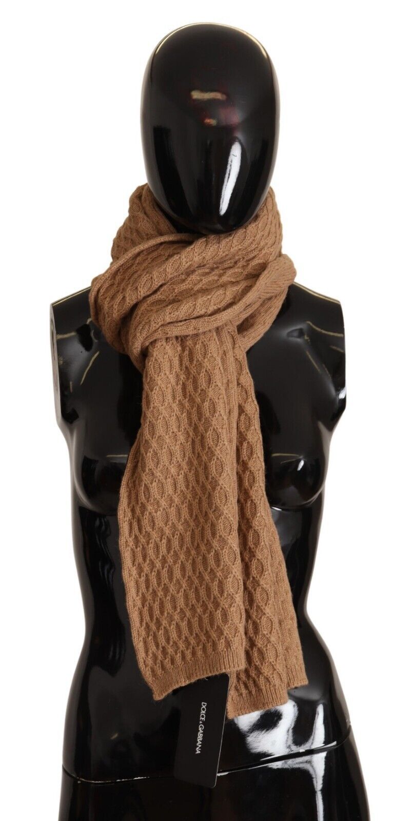 Dolce & Gabbana Dark Brown Wrap Shawl Knitted Camel Scarf - Maison Luxe
