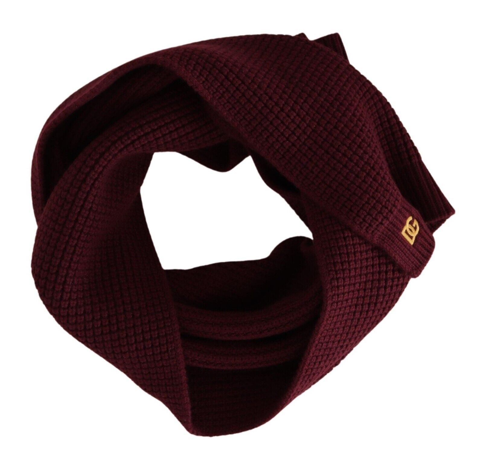 Dolce & Gabbana Dark Red Cashmere Logo Wrap Shawl Knitted Scarf - Maison Luxe