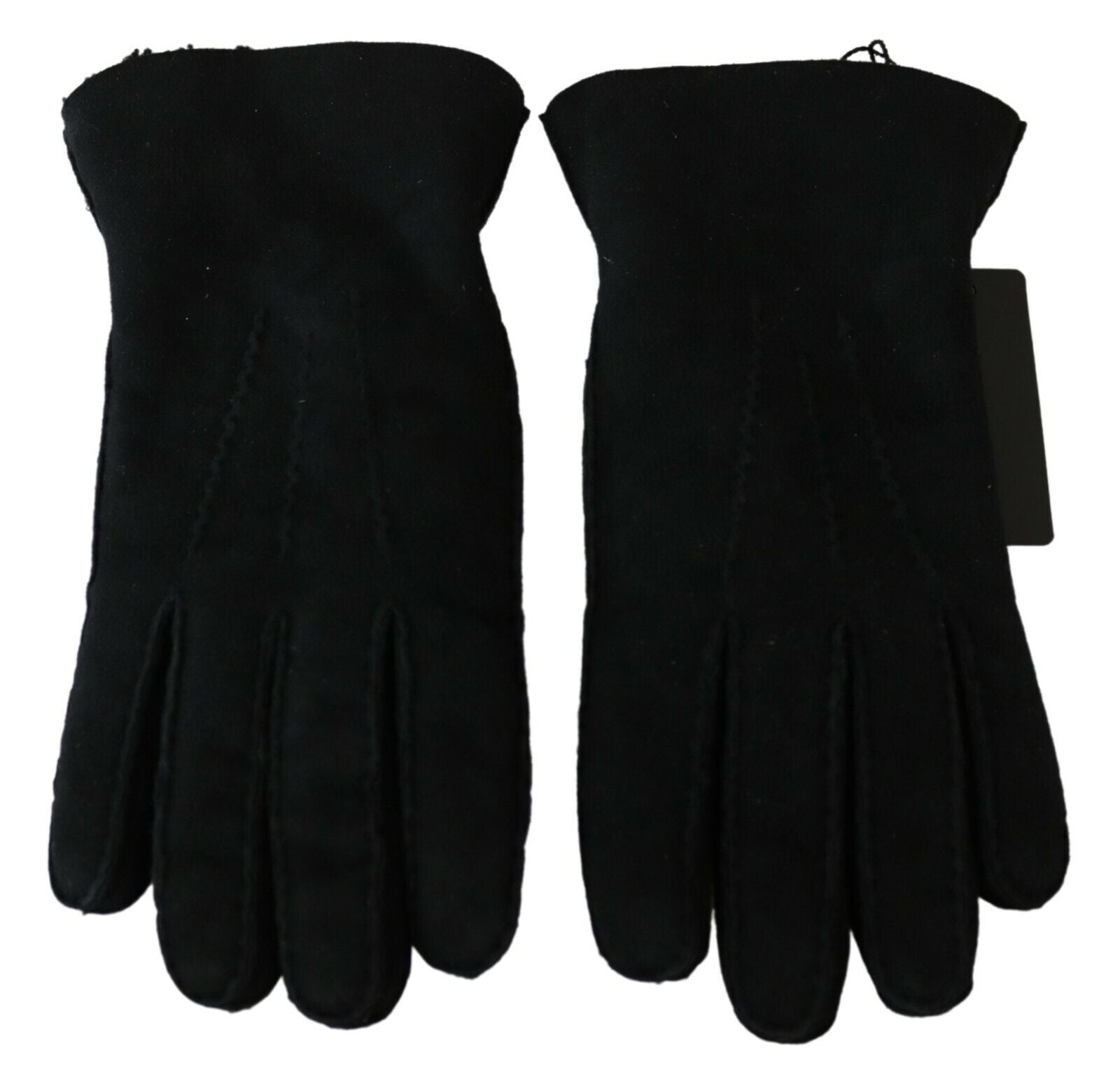 Dolce & Gabbana Black Leather Motorcycle Biker Mitten Gloves - Maison Luxe