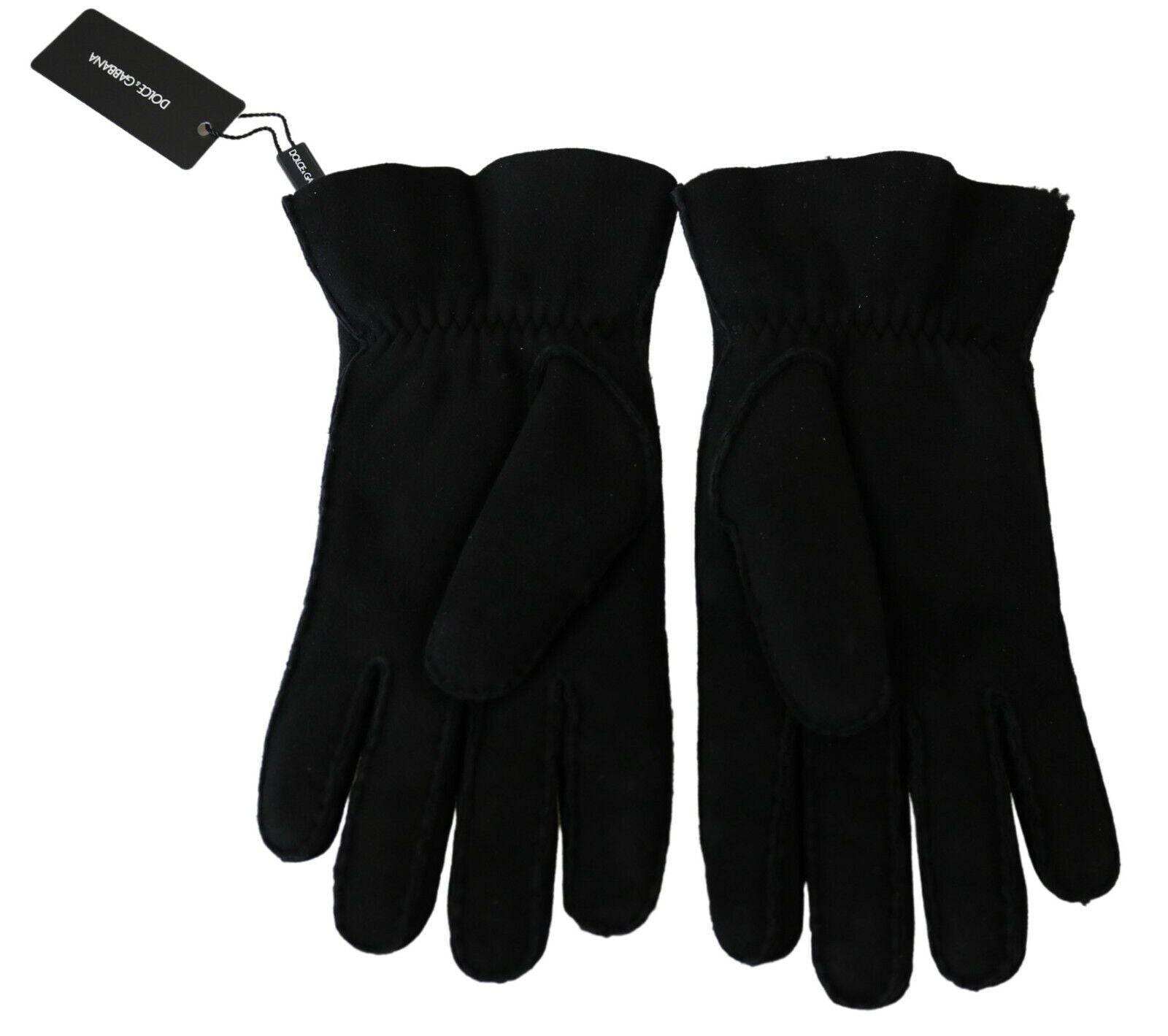 Dolce & Gabbana Black Leather Motorcycle Biker Mitten Gloves - Maison Luxe