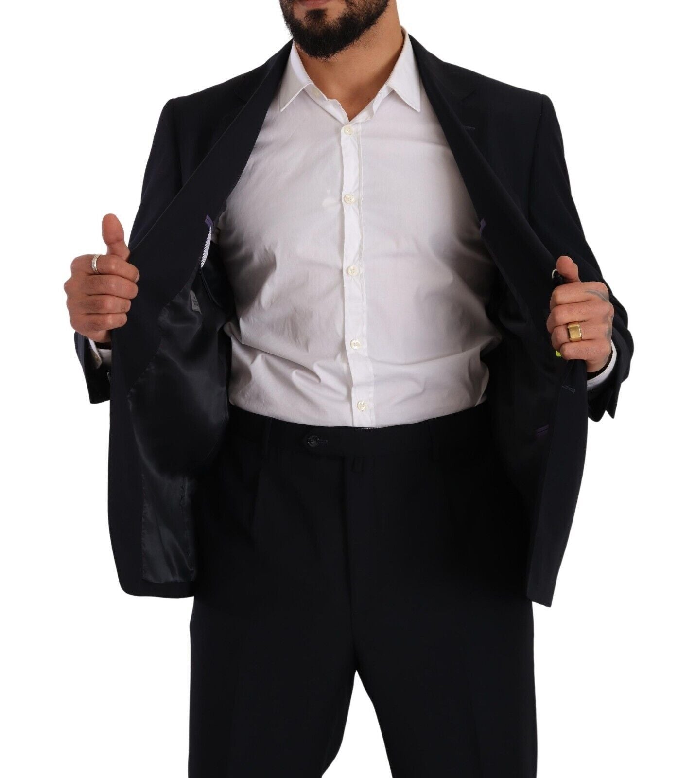 Domenico Tagliente Blue Polyester Single Breasted Formal Suit