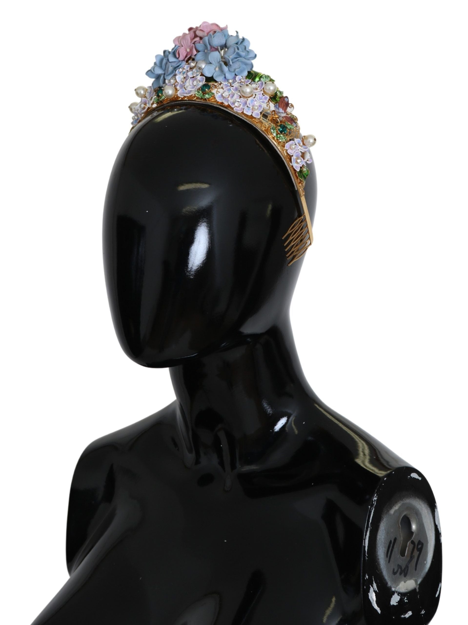 Dolce & Gabbana Gold Crystal Purple Hortensia Headband Crown Diadem - Maison Luxe