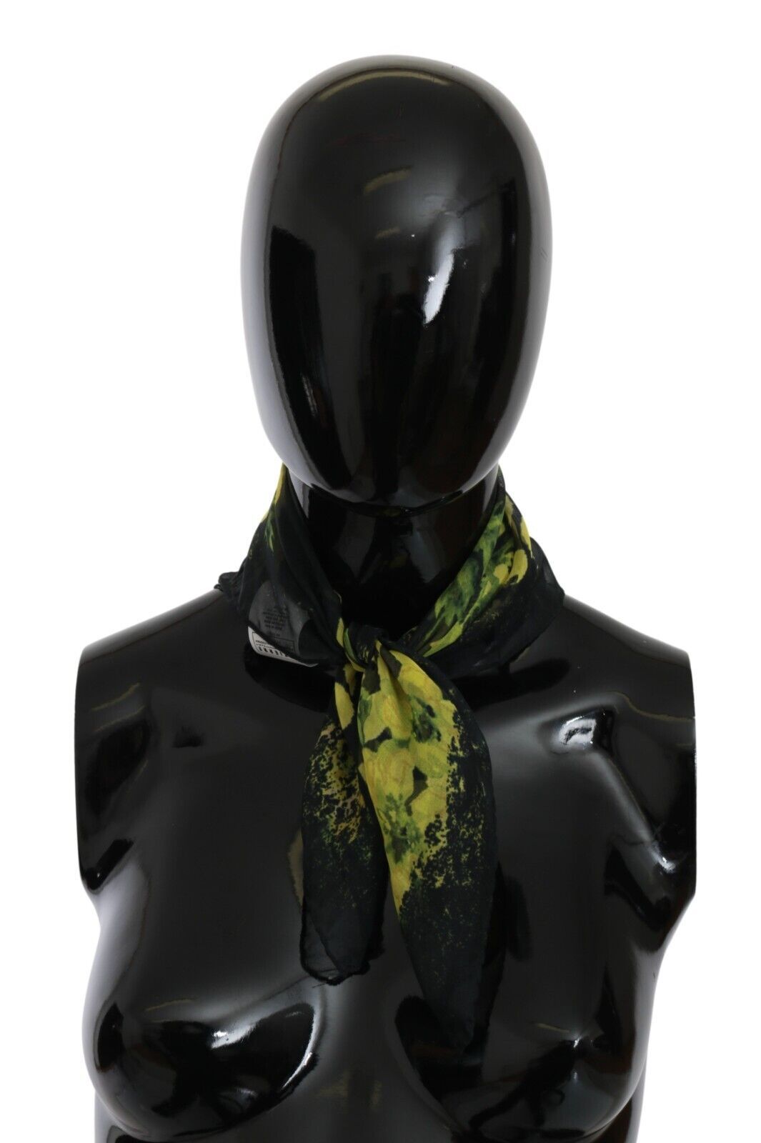 GF Ferre Black Yellow Floral Wrap Shawl Foulard Scarf - Maison Luxe