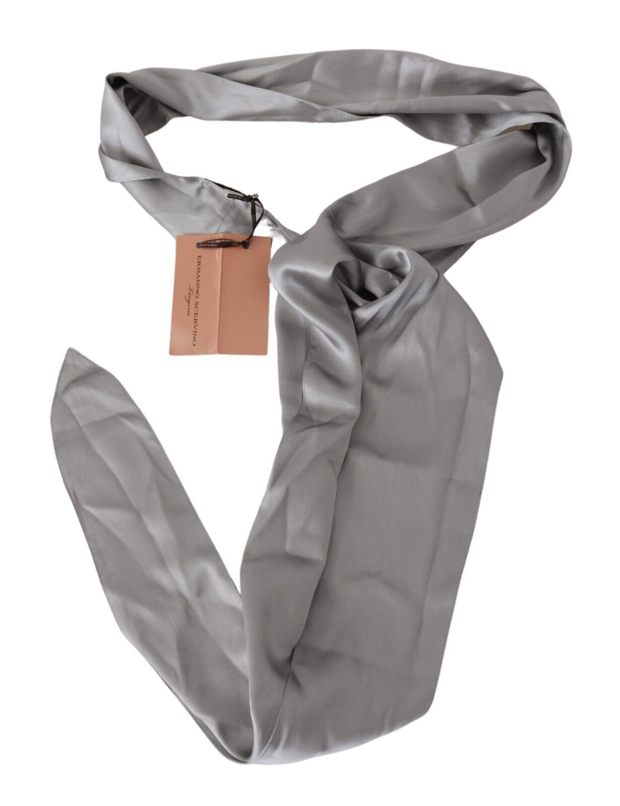 Ermanno Scervino Metallic Silver Silk Neck Wrap Shawl Scarf - Maison Luxe