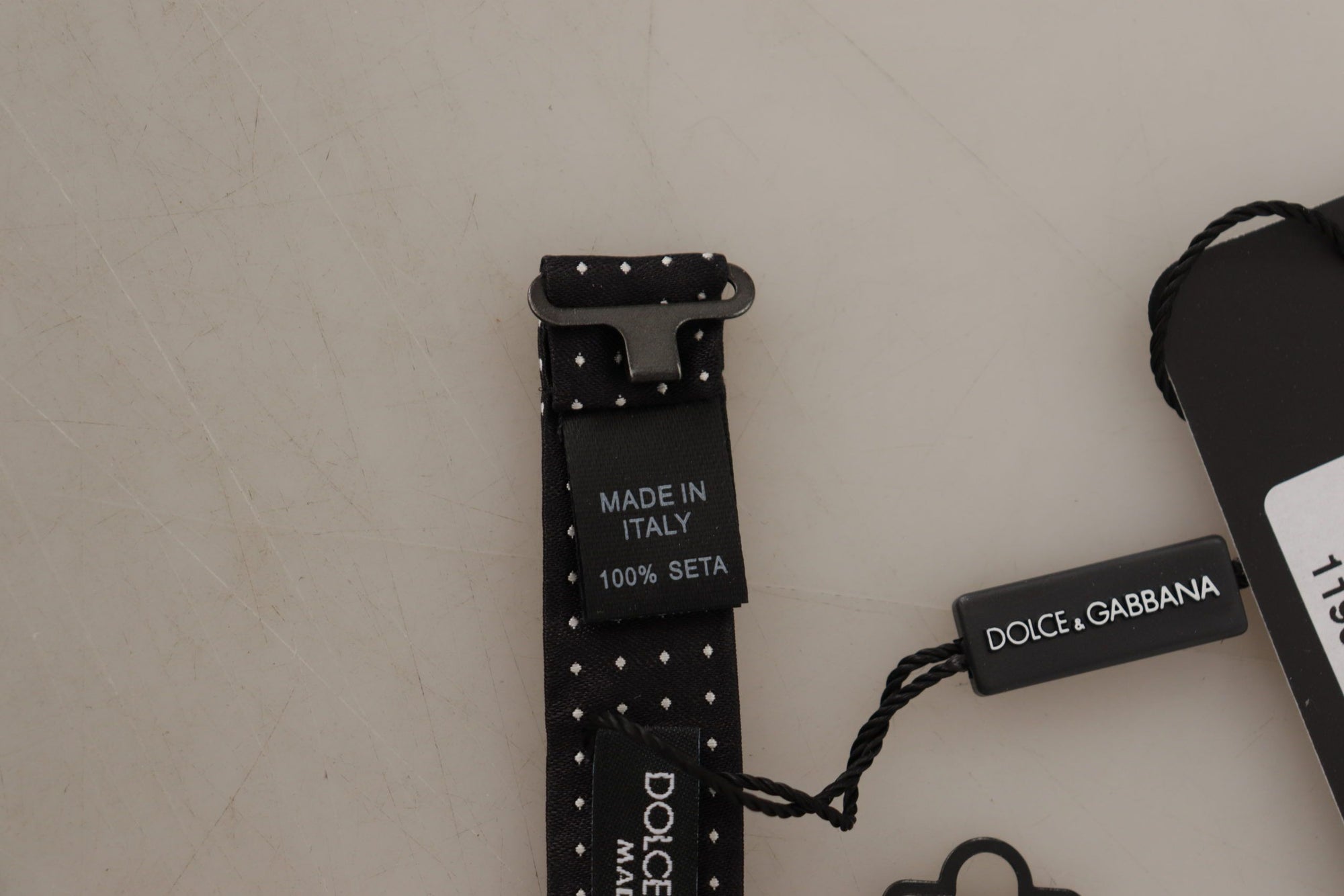 Dolce & Gabbana Black White Polka Dot Adjustable Neck Papillon Bow Tie - Maison Luxe