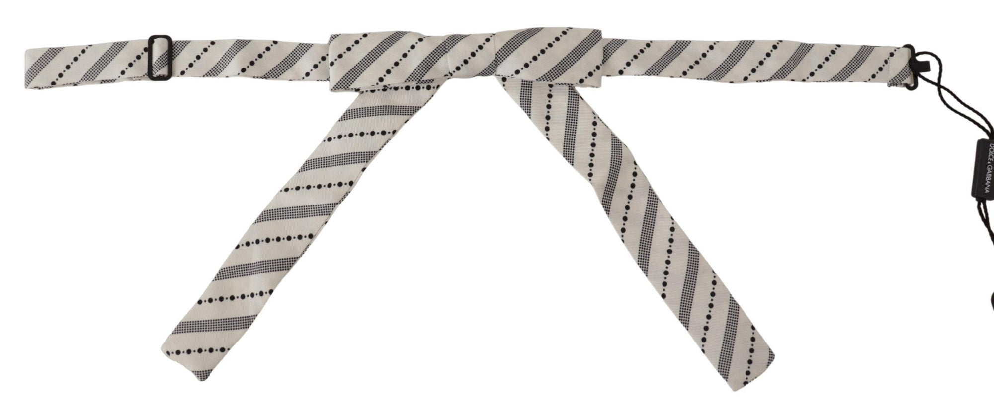 Dolce & Gabbana White Black Polka Dot 100% Silk Neck Papillon Bow Tie - Maison Luxe