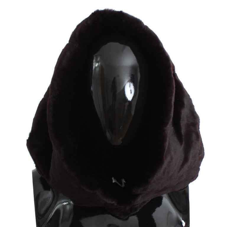 Dolce & Gabbana Purple Weasel Fur Crochet Hood Scarf Hat