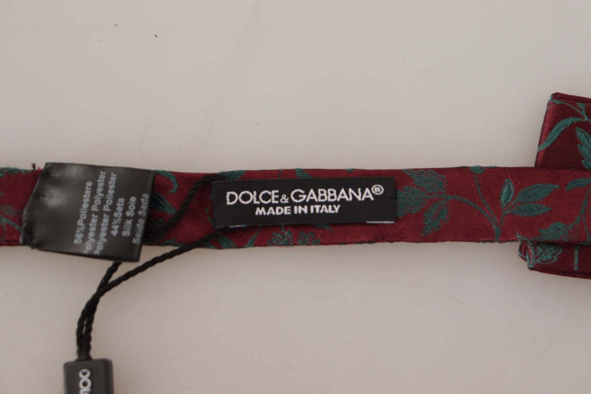 Dolce & Gabbana Maroon Pattern Adjustable Neck Papillon Bow Tie - Maison Luxe